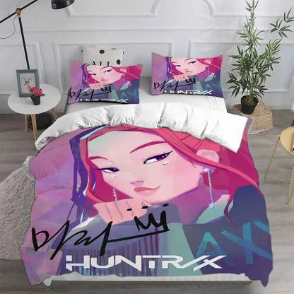 K-Pop D-Demon Hunters Theme Duvet Set EU Single Size Bedding Sets Quilt Bed Cover Duvet Cover 3Pieces for Kids & Adults