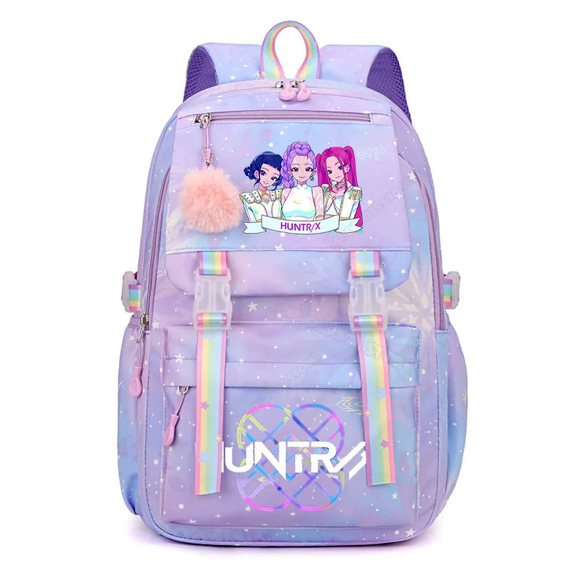 Anime KPop Demon Hunters Backpack Fashion High-capacity Backpack with Cartoon Character Graphics Rucksack Children Birthday Gift