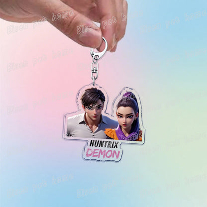 Kpop Demon Hunters Huntrix Saja Boys Keychain Llavero Accessories Bag Rumi Zoey Jinu Ramen Keychains Keyrings Jewelry Fans Gift