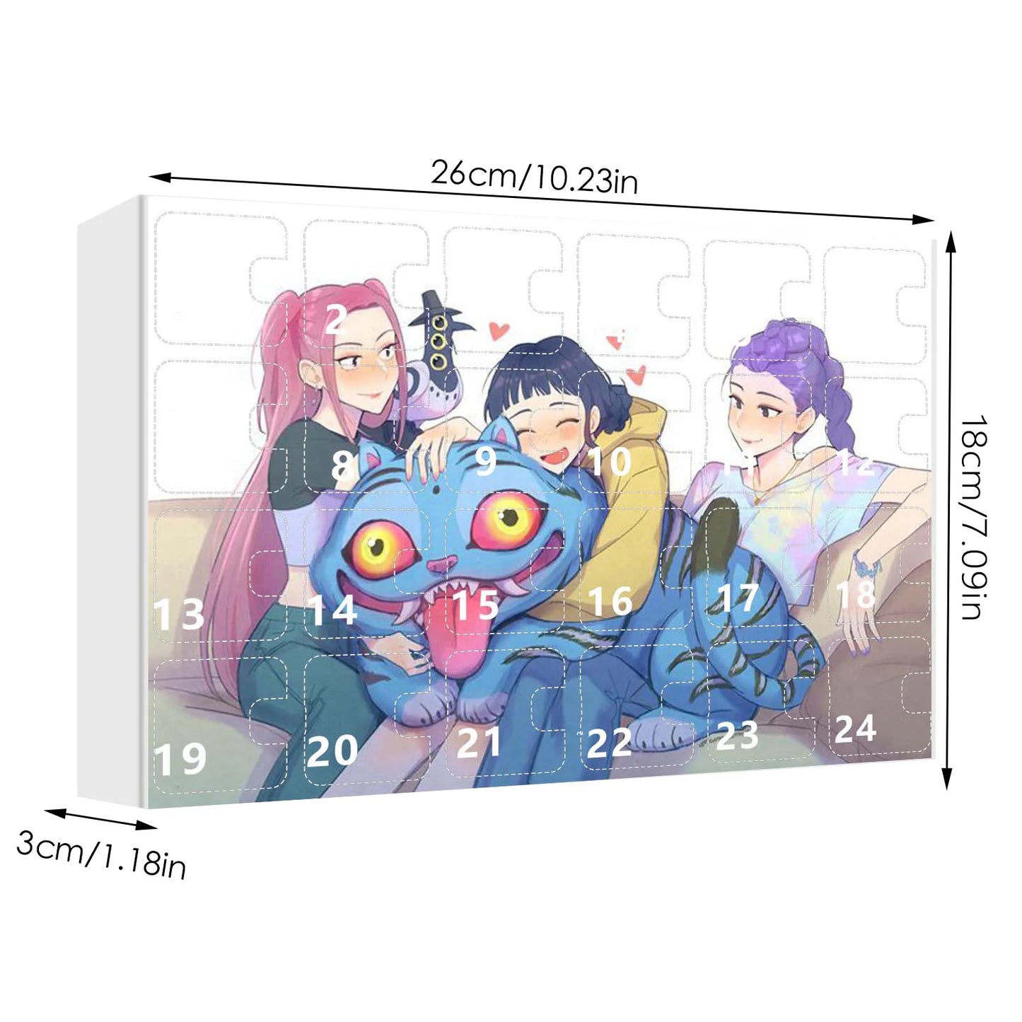KPop Demon Hunters 24pcs Advent Calendar Box Kawaii Acrylic Keychain HUNTR X Rumi Mira Zoey Jinu Kid Surprise Box Toy Gift