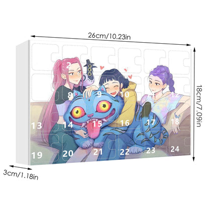 KPop Demon Hunters 24pcs Advent Calendar Box Kawaii Acrylic Keychain HUNTR X Rumi Mira Zoey Jinu Kid Surprise Box Toy Gift