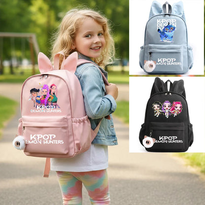 KPop Demon Hunter Backpack for Girls Boys Children Rucksack Casual School Bags Travel Rabbit Ears Backpacks Mochila gift bags