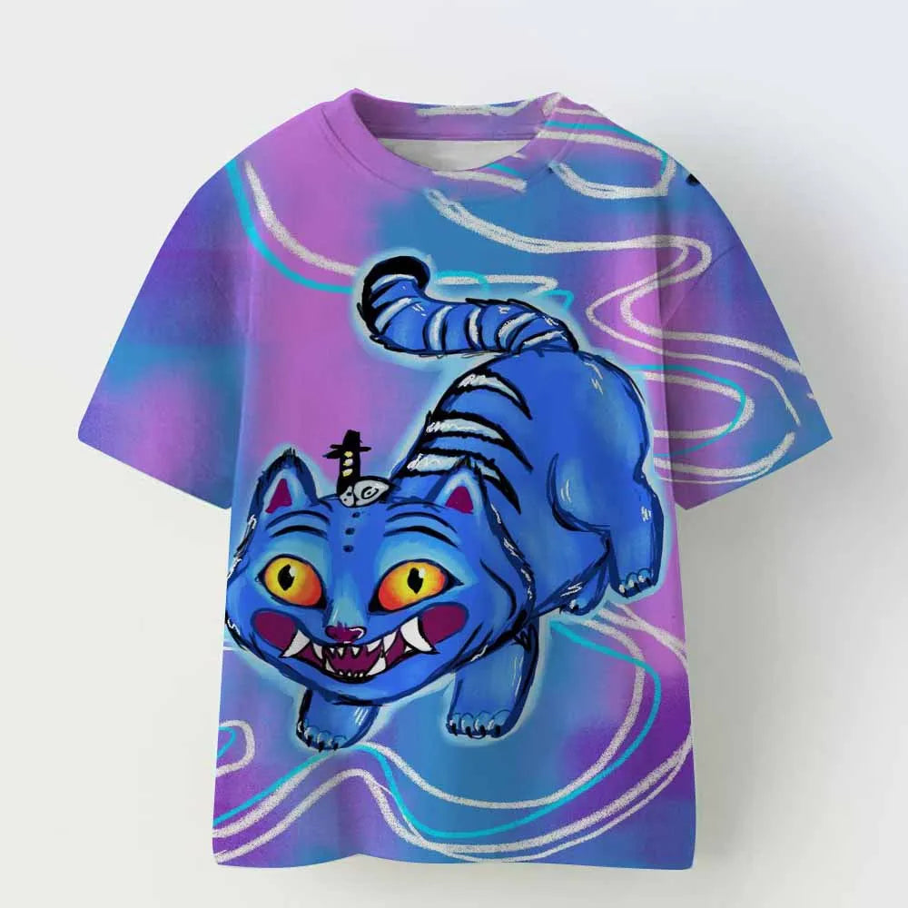 Kpop Demon Hunters Kids Clothing Short Sleeve Tee Cute Kpop Demon Hunters Tiger Harajuku T-shirt Men Women Boys Girls Black Top