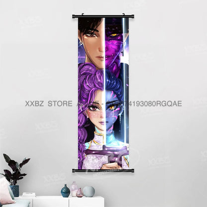 Anime For KPop Demon Hunters Wall Art Canvas Scrolls Pictures Kawaii Character Print Posters Home Decoration Hanging Painting