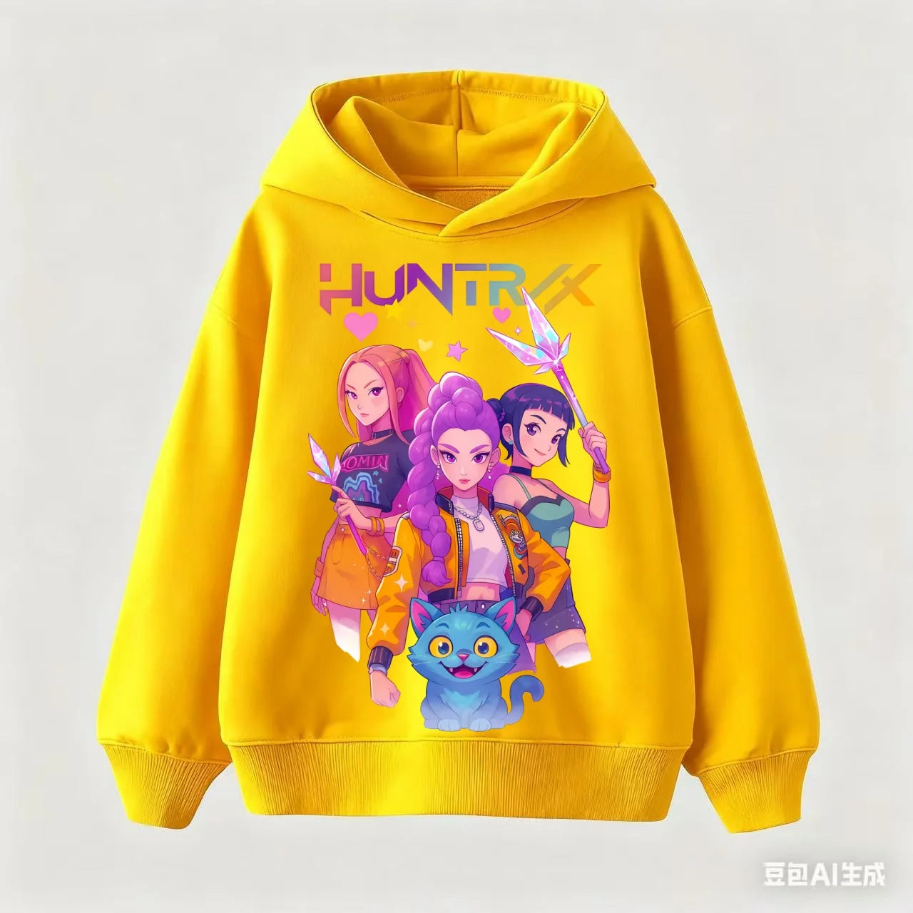 Korean KPop Demon Hunter Rumi Derpy Cartoon Girls Boy Hooded Sweatshirt Warm Children's Wave Fashion Casual Tops Casual Clos Gif