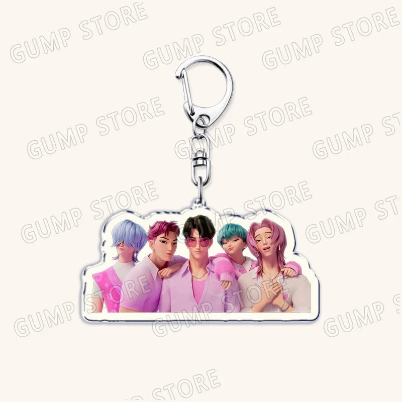 Popular Kpop TV Demon Hunters Huntrix Saja Boys Keychains for Accessories Bag Rumi Zoey Jinu Keyring Jewelry Fans Friends Gifts