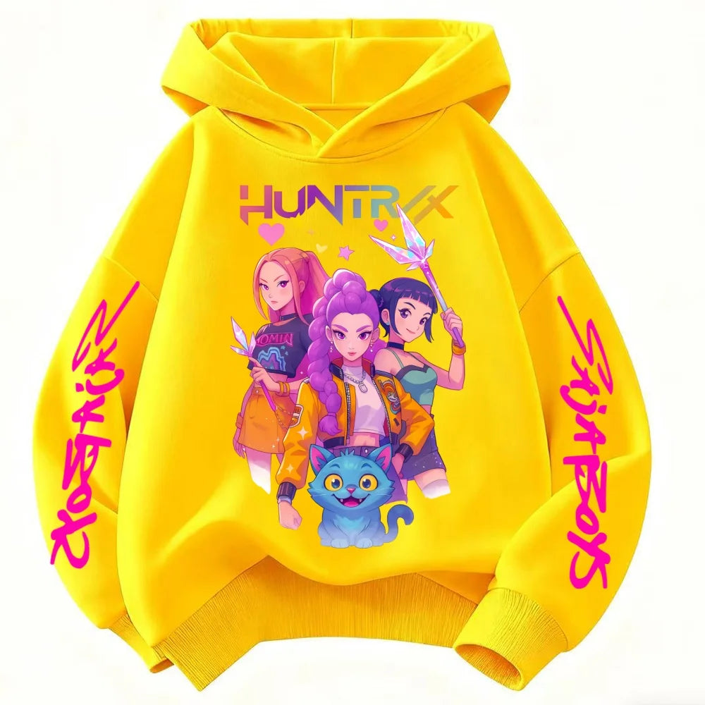 Movie KPop Demon Hunters Rumi Mira Zoey Graphic Hoodie Men's Women Korean Fashion Trend Streetwear Unisex Casual Fleece Pullover