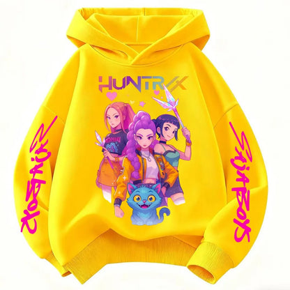 Movie KPop Demon Hunters Rumi Mira Zoey Graphic Hoodie Men's Women Korean Fashion Trend Streetwear Unisex Casual Fleece Pullover