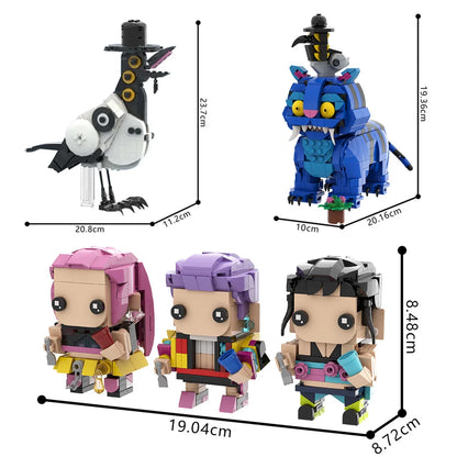 MOC K-pop Demon Hunters Magpie Model Building Blocks Rumi Figure Sussie Demonic Magpie Lion Crow Animal Bricks Toy Gift