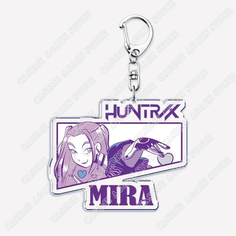 Cute Kpop Band Demon Hunters Huntrix Saja Boys Keychains for Accessories Jewelry Rumi Zoey Jinu Derpy Tiger Keyrings Fans Gifts