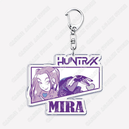 Cute Kpop Band Demon Hunters Huntrix Saja Boys Keychains for Accessories Jewelry Rumi Zoey Jinu Derpy Tiger Keyrings Fans Gifts