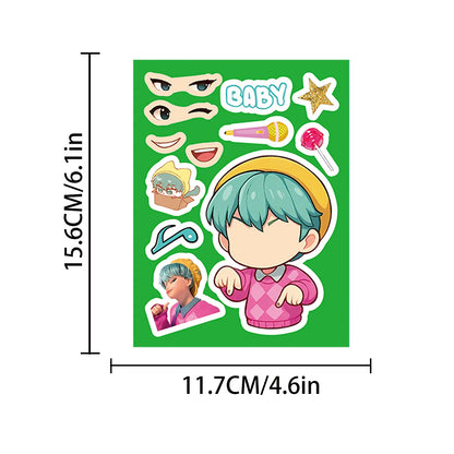 8 Sheets Cute KPop Demon Hunters Stickers Make A Face Puzzle Stickers Make Your Own DIY Game Jigsaw Education Toys