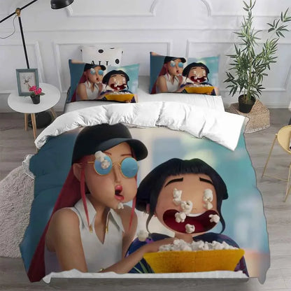 KPop Demon Hunters Bedding Sets EU Single Comforter Quilt Bed Cover Duvet Cover Pillow Case 2-3 Pieces Sets Halloween Costume