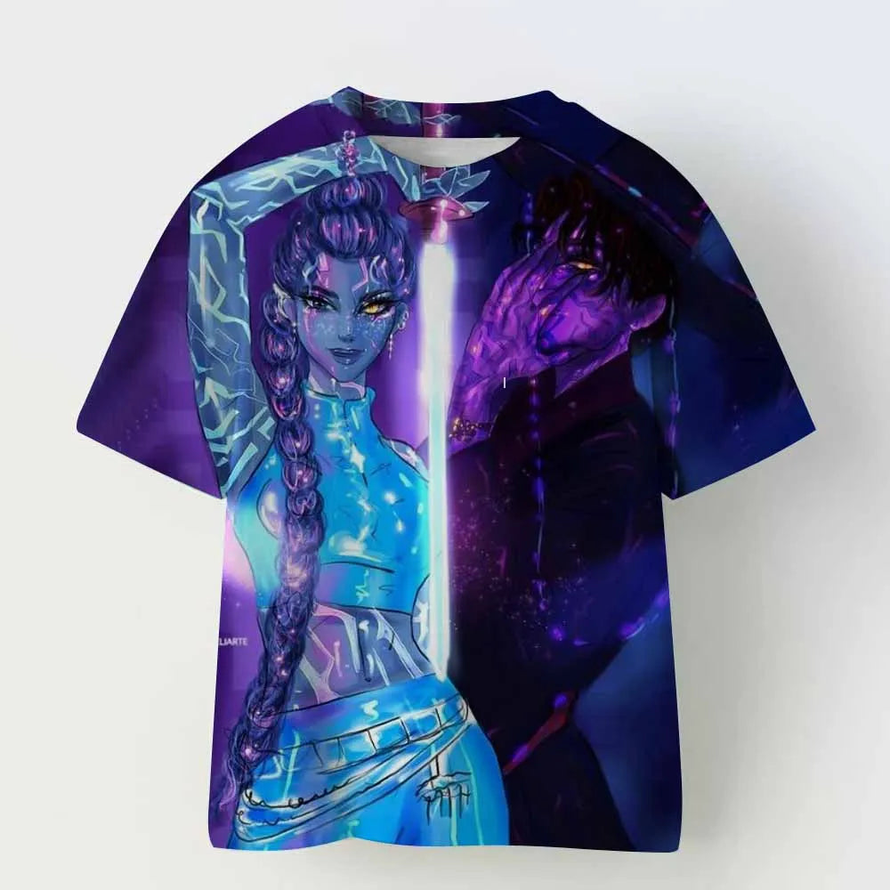 Kpop Demon Hunters Kid Adult Shirt Halloween 3D Mesh Comfortable Sports T-shirt Men's And Women's Extra Large Couple Dress