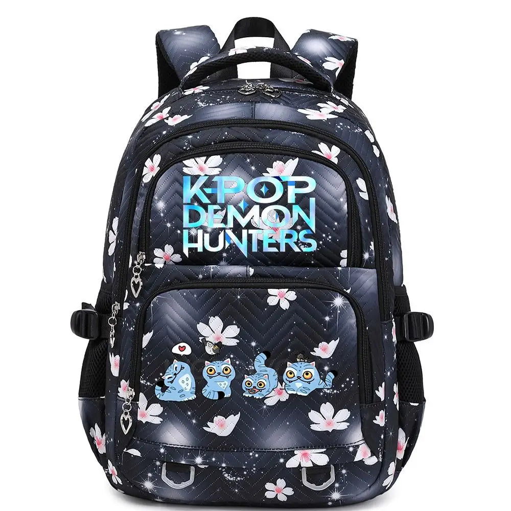 KPop Demon Hunters Backpack Cat Derpy Print Cartoon School Bag High Quality Large Capacity Boys Girls Student Leisure Backpacks