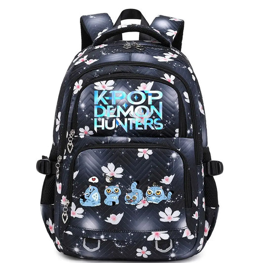 KPop Demon Hunters Backpack Cat Derpy Print Cartoon School Bag High Quality Large Capacity Boys Girls Student Leisure Backpacks