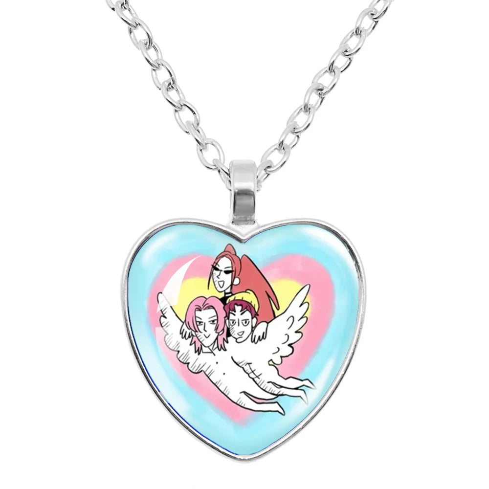 Rumi Zoey Mira Heart Glass Pendant Necklaces KPop Demon Hunters sajaboy Charm Necklace Fans Jewelry Accessories Cosplay Gift