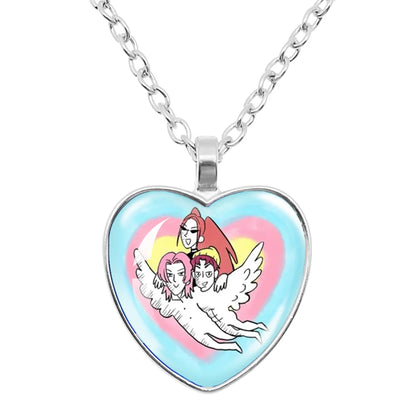 Rumi Zoey Mira Heart Glass Pendant Necklaces KPop Demon Hunters sajaboy Charm Necklace Fans Jewelry Accessories Cosplay Gift