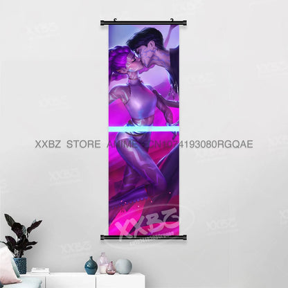 Anime For KPop Demon Hunters Wall Art Canvas Scrolls Pictures Kawaii Character Print Posters Home Decoration Hanging Painting