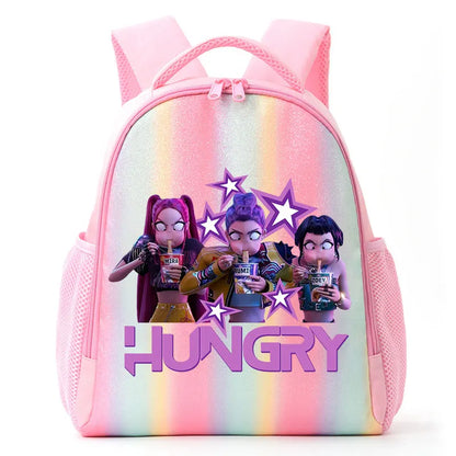 For K-Pop Demon Hunters Student Rainbow Backpack Anime Accessories HUNTR/X Rumi Mira Zoey Schoolbag Children's Birthday Gifts