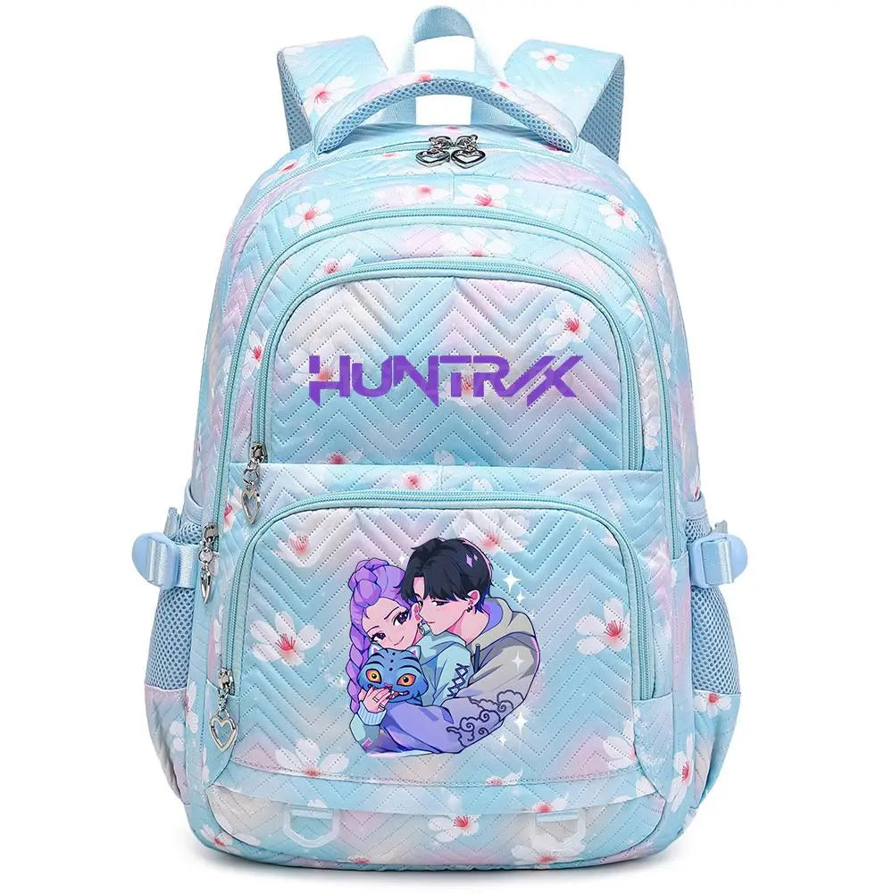 KPop Demon Hunters Backpack Rumi Mira Zoey HUNTR/X Saja Boys Print Cartoon School Bag Large Capacity Student Travel Backpacks