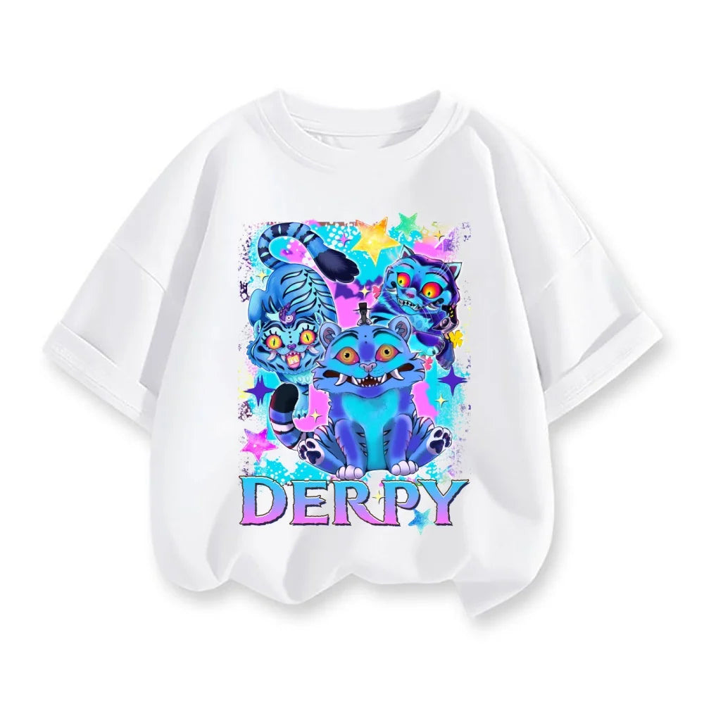 Derpy Tiger Kpop Demon Hunters Shirt for Kids Baby Girl Men Women T Shirt Cute Tiger Cartoon Clothes 2025 Hot Movie Print Soft