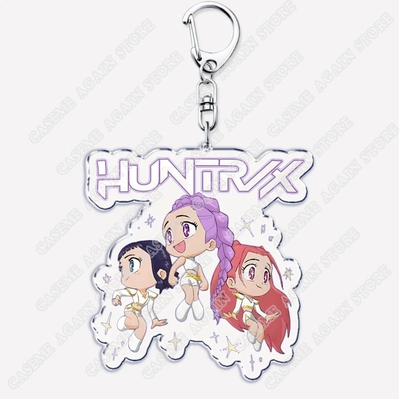 Cute Kpop Band Demon Hunters Huntrix Saja Boys Keychains for Accessories Jewelry Rumi Zoey Jinu Derpy Tiger Keyrings Fans Gifts