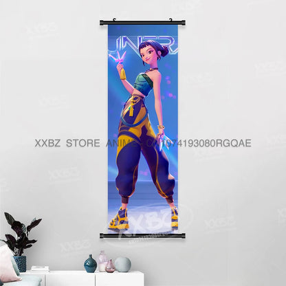 Anime For KPop Demon Hunters Wall Art Canvas Scrolls Pictures Kawaii Character Print Posters Home Decoration Hanging Painting