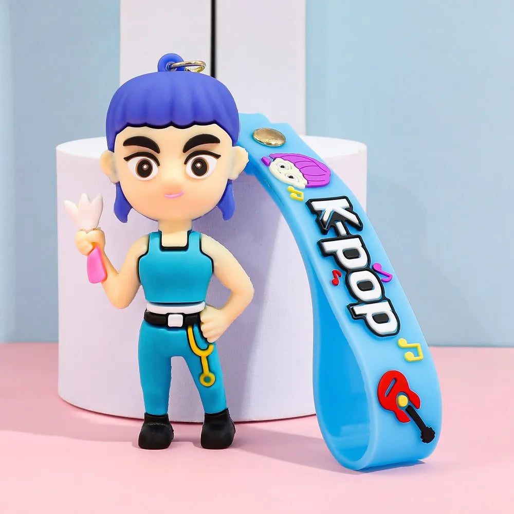 New K-pop Demon Hunters Anime Figure Keyring for Students Car Keychains Rumi Mira Zoey Pendants Backpack Decoration Key Ring