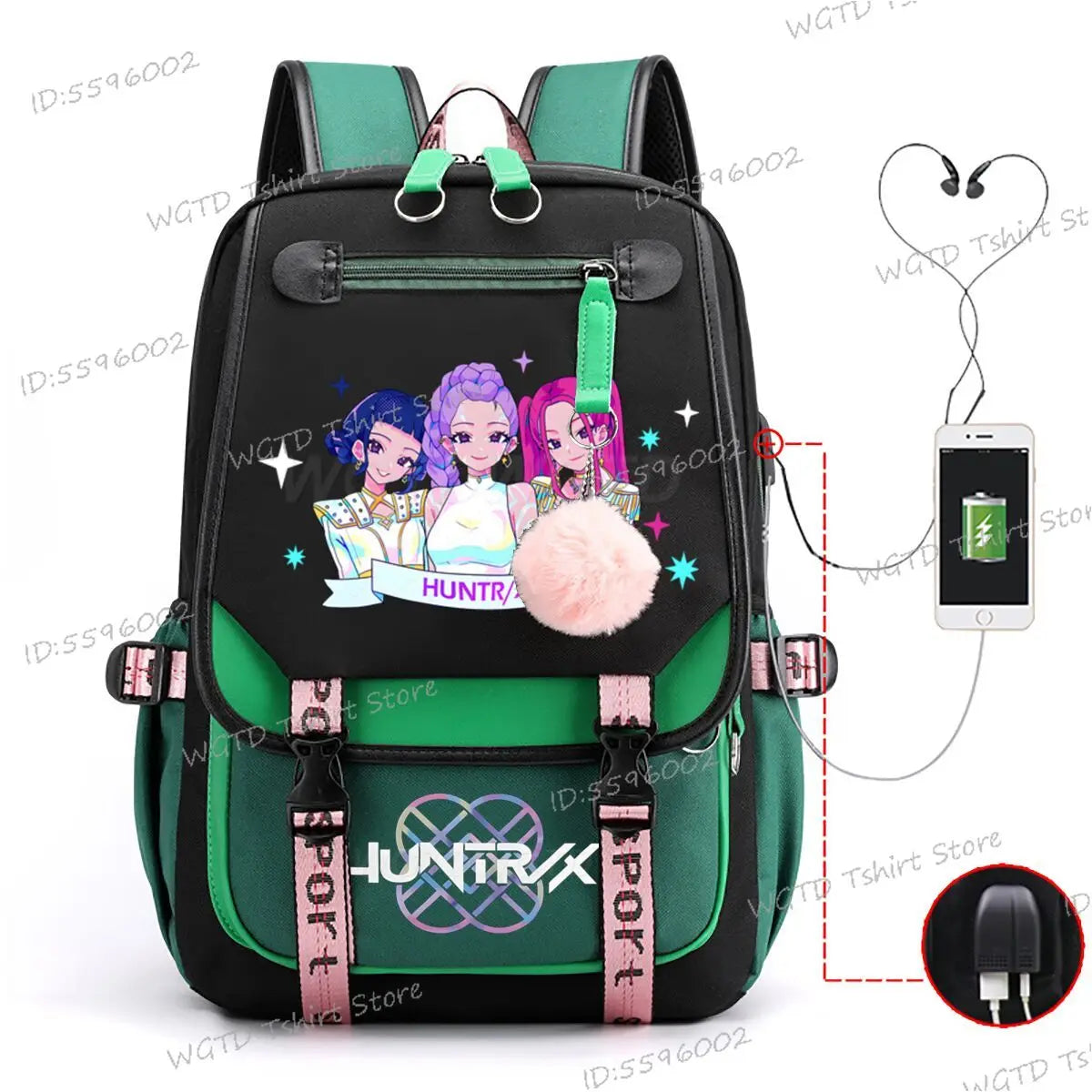 K-pop Demon Hunters Fashion Backpack for Girls Boys Anime Cartoon Large Capacity Schoolbag Children Multi-function Shoulder Bag