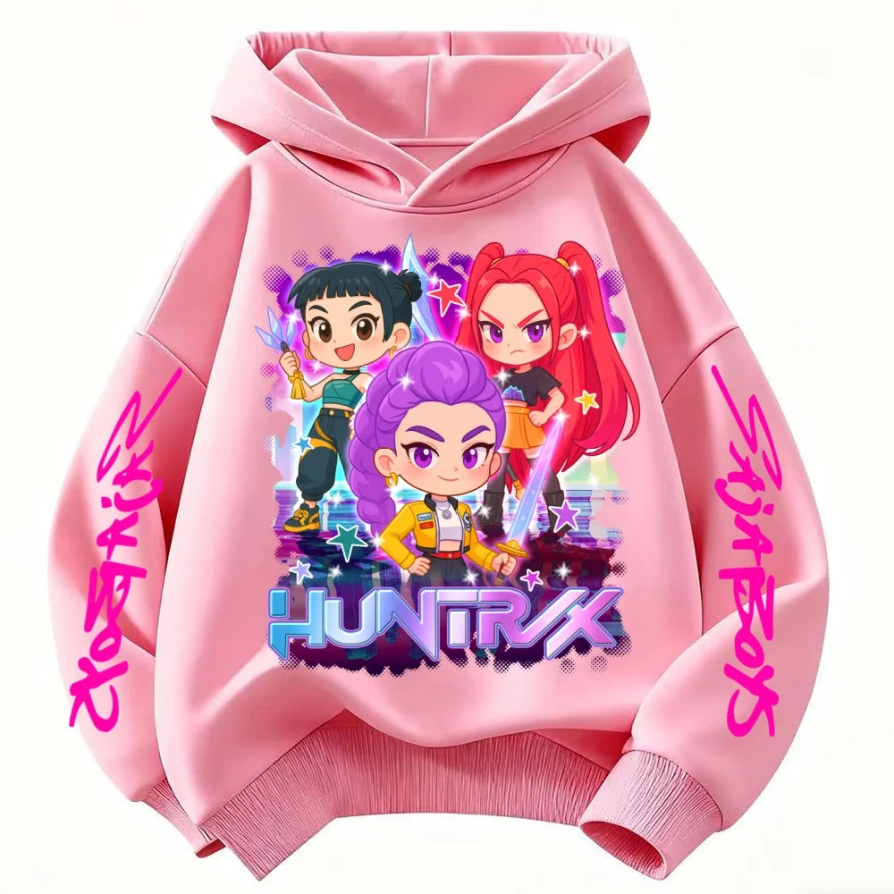 KPop Demon Hunter Rumi Derpy Cartoon Girls Boy Hooded Sweatshirt Warm Children's Wave Fashion Casual Tops Casual Girls Clothing