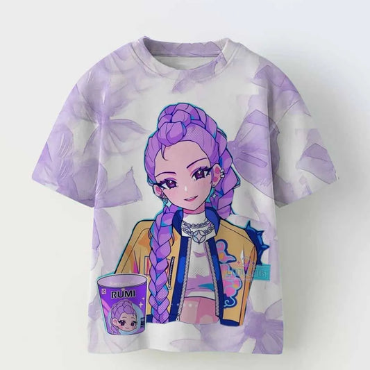 KPop Demon Hunters Tiger Girls Boys T Shirt K-Pop Demon Hunters Children's Clothing T-shirts Cute Cartoon Print Tee Tops