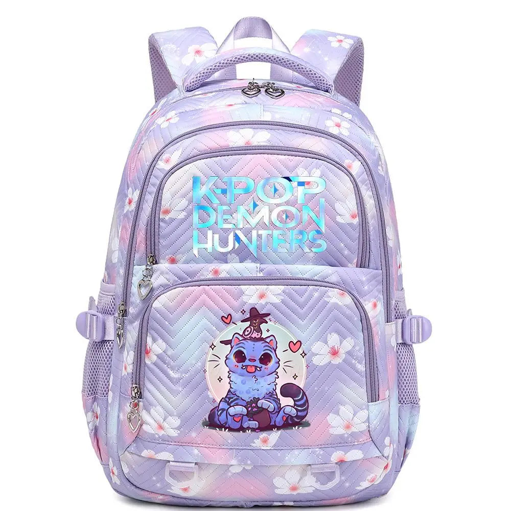 KPop Demon Hunters Backpack Cat Derpy Print Cartoon School Bag High Quality Large Capacity Boys Girls Student Leisure Backpacks
