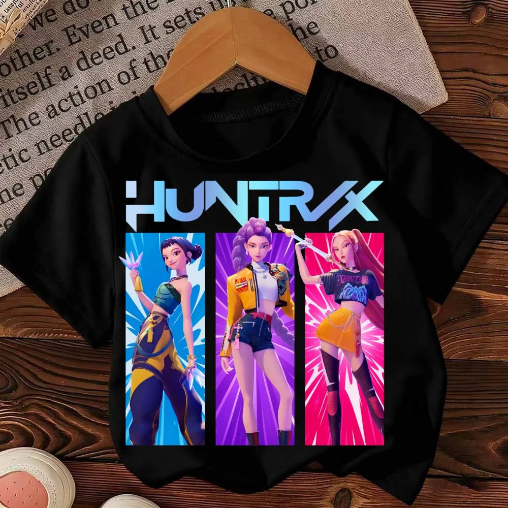 Girls Boys Cotton T-shirt Tops Jinu Kpop Demon Hunters T-Shirt Summer Kids Clothes 2025 Movie Fashion Toddler Shortsleeve Tops
