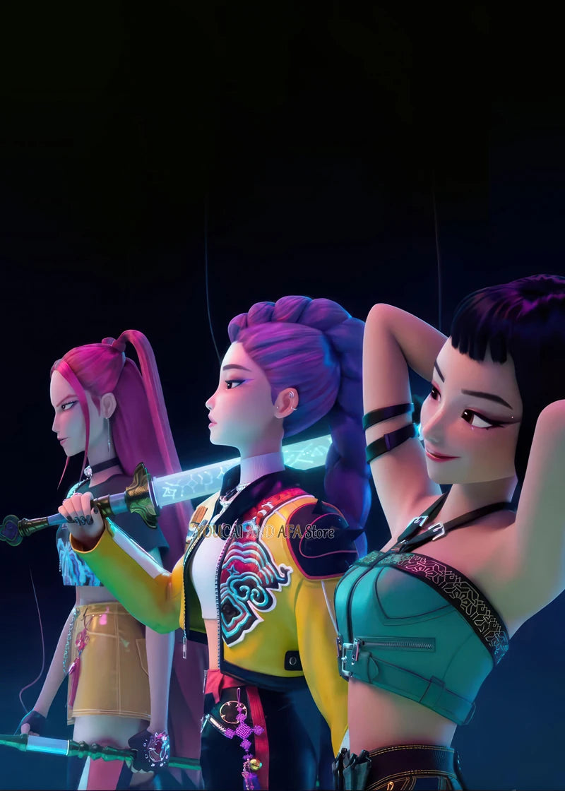 New K-Pop Girls Group Demon Hunters Art Fans Artwork Music Movie Anime Kpop Poster Canvas Painting Wall Pictures Fans Home Decor