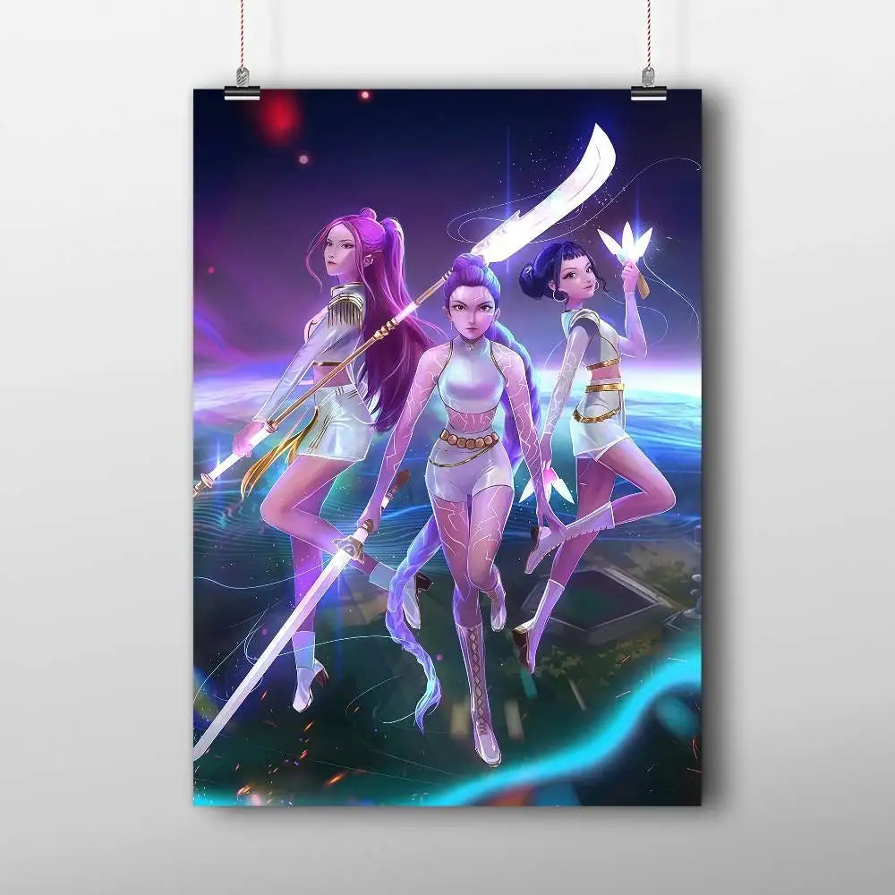 K-pop D-Demon Hunters Movie Sticky Posters Whitepaper Sticker DIY Room Bar Cafe Posters Wall Stickers