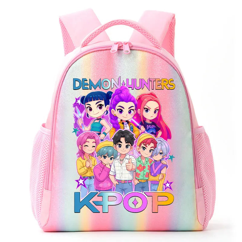 For K-Pop Demon Hunters Student Rainbow Backpack Anime Accessories HUNTR/X Rumi Mira Zoey Schoolbag Children's Birthday Gifts