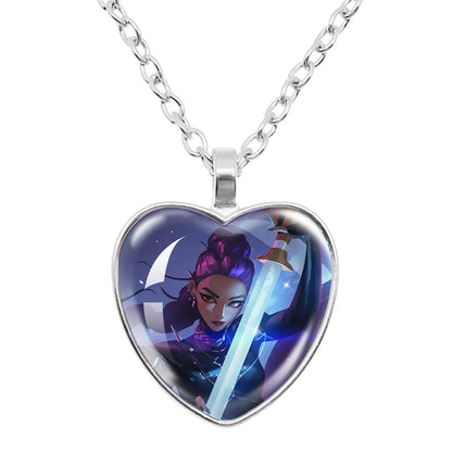 Rumi Zoey Mira Heart Glass Pendant Necklaces KPop Demon Hunters sajaboy Charm Necklace Fans Jewelry Accessories Cosplay Gift