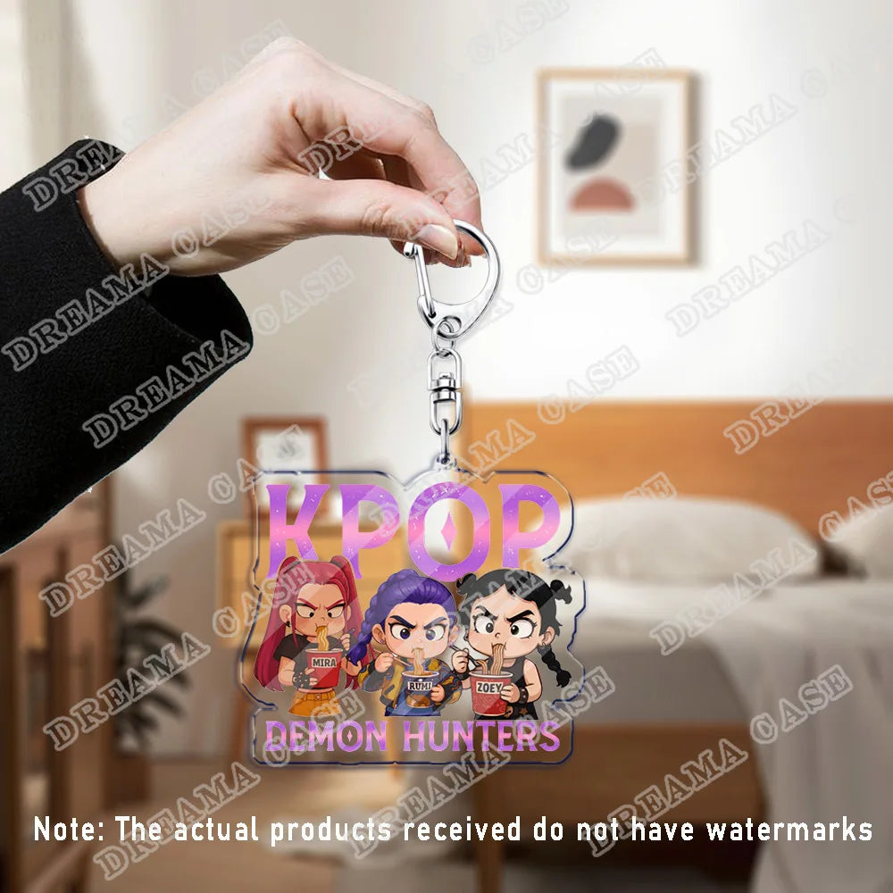 Cartoon Huntrix Saja Boys Derpy Tiger Acrylic Keychains Ring Double-Sided Key Chain Jewelry Kpop Demon Hunters Fan Love Gifts