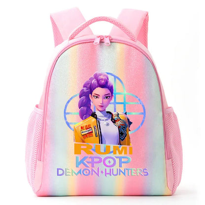 For K-Pop Demon Hunters Student Rainbow Backpack Anime Accessories HUNTR/X Rumi Mira Zoey Schoolbag Children's Birthday Gifts