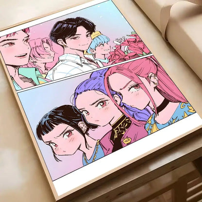 Hot Movie K-pop D-Demon H-Hunters Anime Poster Waterproof HD Art Wall Decal Self-Adhesive Print. Aesthetic Home Room Decor for L