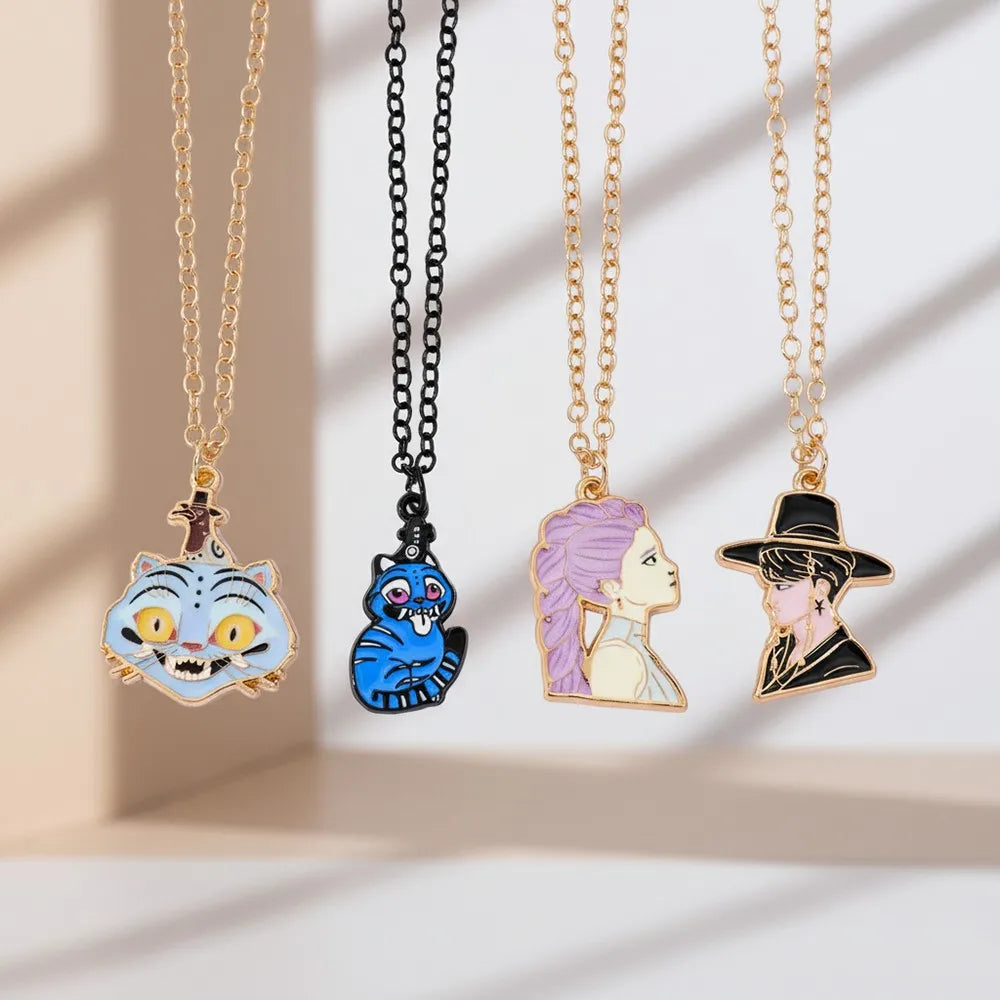 Anime KPop Demon Hunters Rumi Necklace Creative Cartoon Unisex Pendant Neck Chain for Birthday Jewelry Accessory Gifts