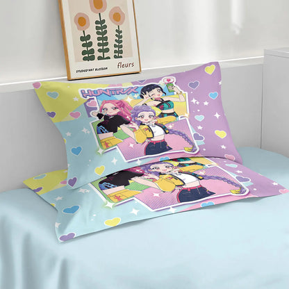3pcs K-Pop Demon Hunters Printed Chipless Bedding Set Soft Dormitory Bedroom Multiple Sizes Machine Washable
