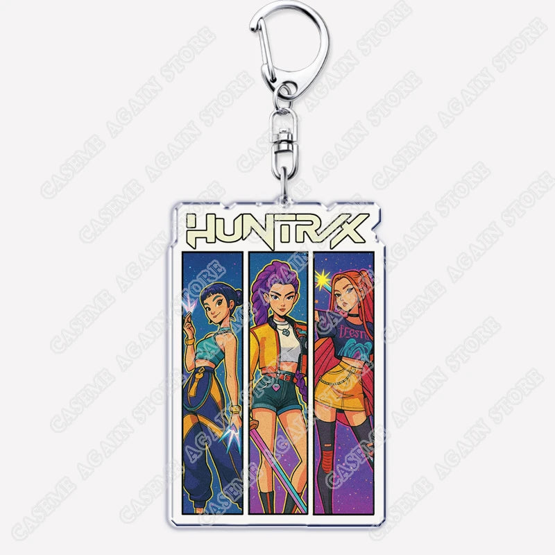 Cute Kpop Band Demon Hunters Huntrix Saja Boys Keychains for Accessories Jewelry Rumi Zoey Jinu Derpy Tiger Keyrings Fans Gifts