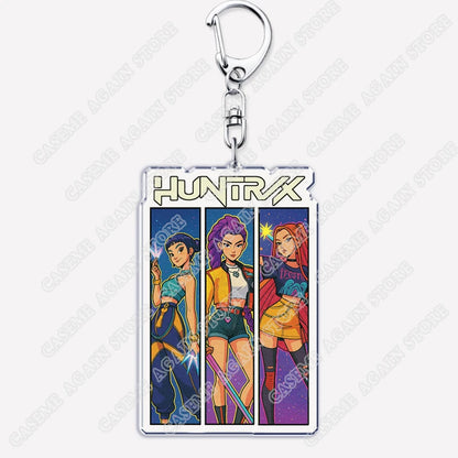 Cute Kpop Band Demon Hunters Huntrix Saja Boys Keychains for Accessories Jewelry Rumi Zoey Jinu Derpy Tiger Keyrings Fans Gifts