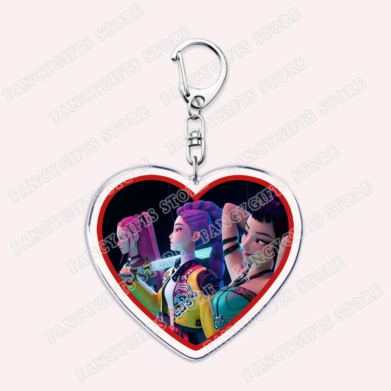 Kpop Demon Girls Keychain for Accessories Huntrix Saja Boys Rumi Zoey Jinu Derpy Tiger Keyrings Key Chains Jewelry Fans Gifts
