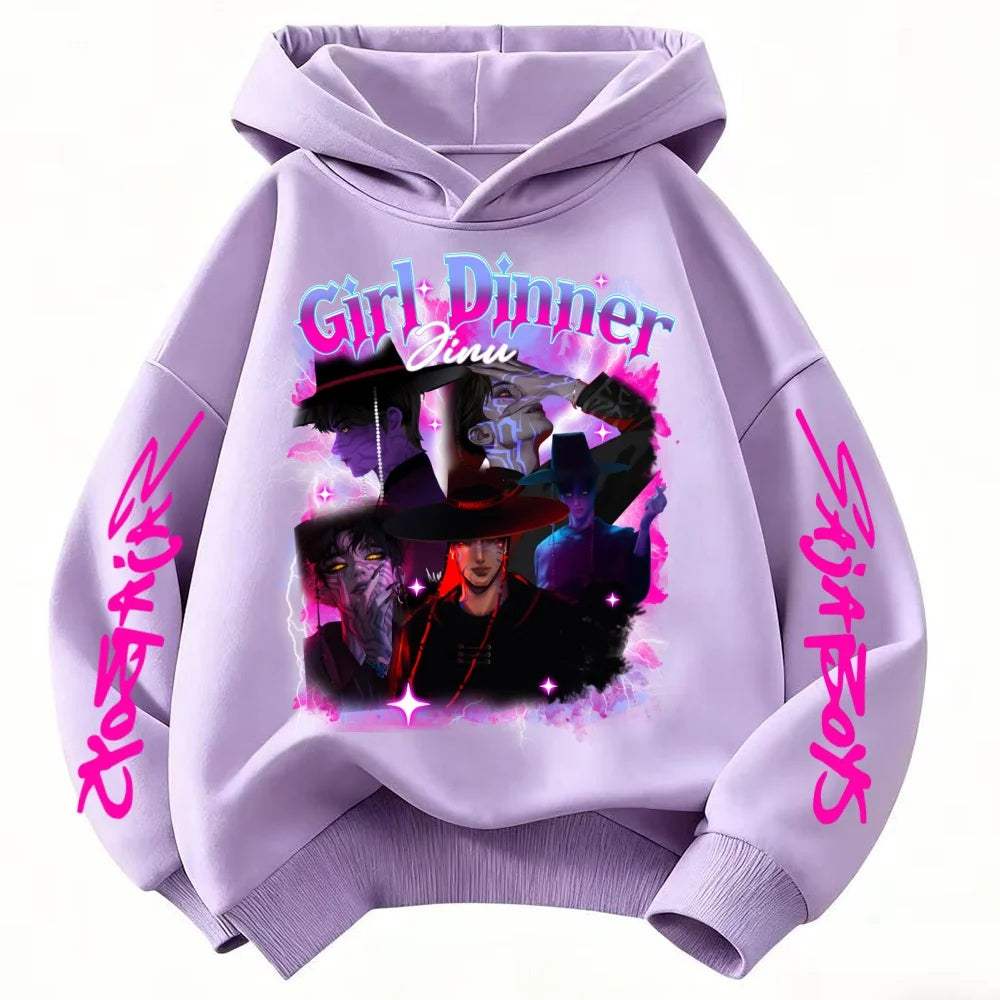 KPop Demon Hunters Huntrix Hoodie Kids Hooded Sweatshirt Baby Girls Pullover Hoodies Boys Fashion Outerwear Children's Clothing