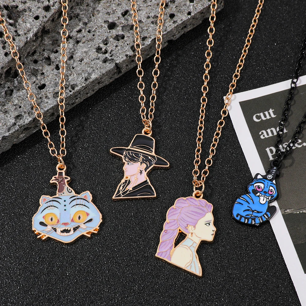 Anime KPop Demon Hunters Rumi Necklace Creative Cartoon Unisex Pendant Neck Chain for Birthday Jewelry Accessory Gifts