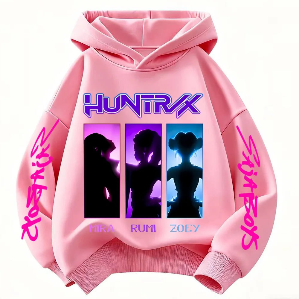 KPop Demon Hunter Rumi Derpy Cartoon Girls Boy Hooded Sweatshirt Warm Children's Wave Fashion Casual Tops Casual Girls Clothing