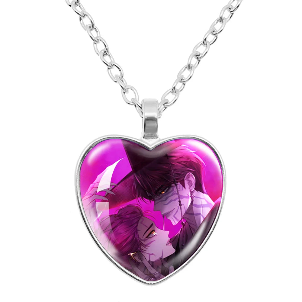 K-Pop Demon Hunters Huntr-x Rumi Zoey Mira Glass Heart Pendant Necklaces Accessories Charms Necklace Fans Jewelry Cosplay Gift